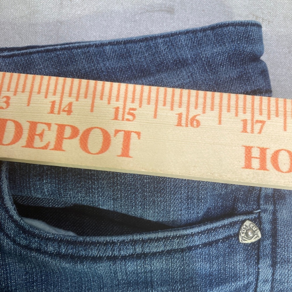 Kut from the Kloth Womens Size 12 Dark Wash Distressed Straight Leg Jeans Blue - Picture 15 of 16